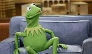 😶 d540a80a Kermit kermit the frog, muppet, green, frog, sitting, couch, relaxed telegram sticker