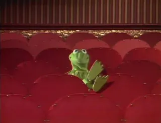 🤡 d646f392 Kermit The Muppets frog, puppet, theatre, seat, red, character telegram sticker