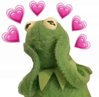💗 dfc0830f Kermit Kermit the Frog, frog, hearts, love, cute, meme, happy telegram sticker