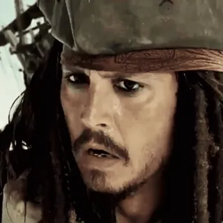 😳 1459fdc1 Jack Sparrow Pirates of the Caribbean bajak laut, kapten, tokoh film, fantasi, petualangan telegram sticker