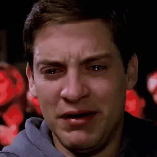 😭 84160f7a Spider-Man sedih, menangis, emosi, meme, peter parker telegram sticker