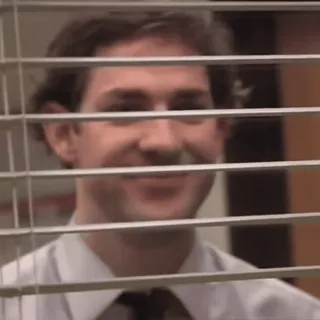 🙂 c5ae97ac Jim Halpert The Office the office, jim halpert, mengintip, kantor, senyum, lucu telegram sticker