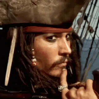 😁 db860e07 Jack Sparrow Pirates of the Caribbean Jack Sparrow, bajak laut, film, karakter, kapten, Johnny Depp telegram sticker