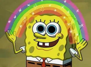 😲 6cac0907 Spongebob spongebob, cartoon, rainbow, happy, animated, nickelodeon telegram sticker