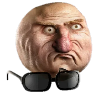 😎 0217f511 en colère, visage, emoji, lunettes, chauve telegram sticker