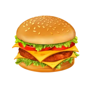 🍔 df1adeeb ハンバーガー, 食べ物, チーズバーガー, サンドイッチ, 食事, ファストフード telegram sticker