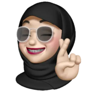 😎 81ee0a25 Эмодзи, Хиджаб, Женщина, Мусульманин, Скрещенные пальцы telegram sticker