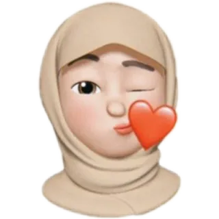 😘 be1558b9 Эмодзи, Женщина, Хиджаб, Сердце, Подмигивание, Любовь telegram sticker