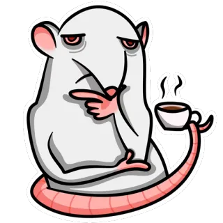 🤔 37500fdd ratto, caffè, carino, animale, roditore, cartone animato, adesivo, assonnato telegram sticker