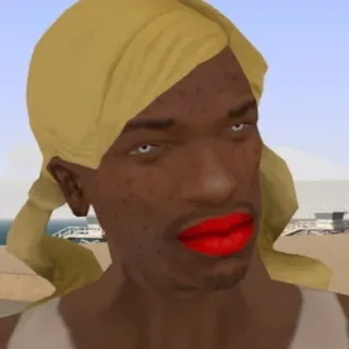 😍 425d5e25 CJ Grand Theft Auto CJ, Grand Theft Auto, Personaggio videogioco, Parrucca bionda, Labbra rosse whatsapp sticker