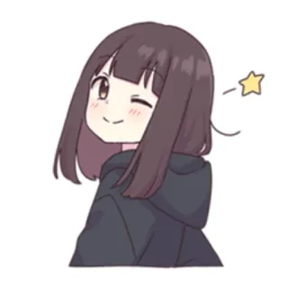 😉 157ffde6 Anime, Gadis, Lucu, Kartun, Kedipan, Bintang telegram sticker