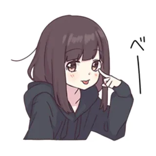 😛 36576a11 べー Anime, Kartun, Gadis, Imut, Menjulurkan lidah, Ekspresi telegram sticker