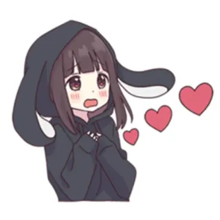 🥰 4f5102b3 Anime, Gadis, Hati, Lucu, Kelinci, Hoodie telegram sticker