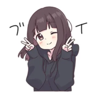 ✌️ 4fc28da6 ブ anime, imut, gadis, kawaii, kartun, tanda perdamaian, kedipan, jepang telegram sticker