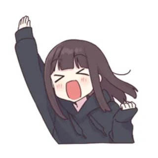 😄 6ddaaa3b Anime, Gadis, Merayakan, Kegembiraan, Semangat, Senang telegram sticker