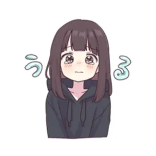 😭 7ab6db4e うる gadis anime, menangis, sedih, imut, kawaii, ilustrasi telegram sticker