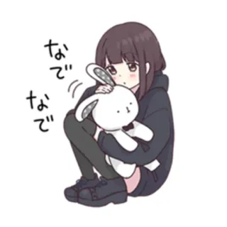 😞 86533d08 なで なで Anime, Gadis, Kelinci, Lucu, Pelukan, Kartun, Jepang telegram sticker