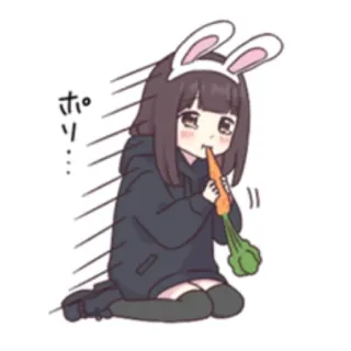 🐰 a09a3f1d ポリ... Gadis anime, Telinga kelinci, Wortel, Makan, Lucu, Kawaii telegram sticker