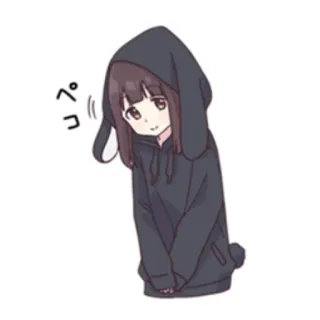 😳 b3c6c78b ペコ gadis anime, telinga kelinci, imut, kawaii, kartun, hoodie telegram sticker