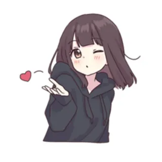 😴 c8fe9503 anime, gadis, imut, kedip, hati, kawaii telegram sticker