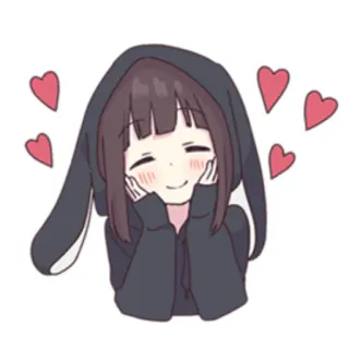 🥰 e1f9e72b Anime, Gadis, Kawaii, Lucu, Hati, Kelinci, Kartun telegram sticker