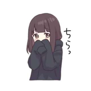 🙈 fc7a4d4a ちらっ gadis anime, pemalu, imut, tersipu, kartun, stiker, jepang telegram sticker