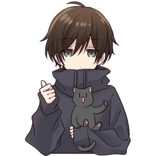 👍 484d83ea 动漫, 男孩, 猫, 可爱, 漫画, 卡通 whatsapp sticker
