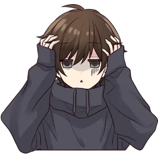 😱 77e5dbb6 动漫, 压力大, 男孩, 沮丧, 动漫男孩 whatsapp sticker