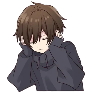 😣 9d73ae82 动漫, 可爱, 男孩, 连帽衫, 疲惫, 睡觉 whatsapp sticker