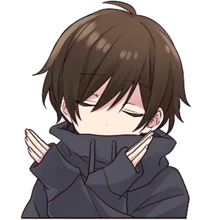 🙅‍♂ c2a72f8c 动漫, 男孩, 悲伤, 交叉双臂, 连帽衫 whatsapp sticker