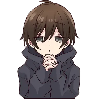🙏 e792da62 动漫, 男孩, 悲伤, 连帽衫, 可爱 whatsapp sticker