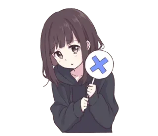 ❌ 023a48e3 Anime, Cô gái, Dấu chéo, Tiêu cực, Không, Không đồng ý, Hủy telegram sticker