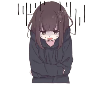 😢 095ee08a Anime, Cô gái, Nhãn dán, Buồn, Bối rối, Dễ thương telegram sticker