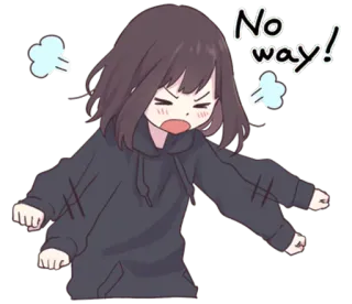 😤 0ef3faec No way! Cô gái anime, Không đời nào, Tức giận, Không đồng ý, Phim hoạt hình, Nhãn dán động telegram sticker