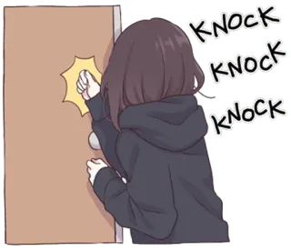 😀 e7dd797c KNOCK KNOCK KNOCK gõ cửa, cửa, anime, manga, hoạt hình, dễ thương, cô gái telegram sticker