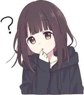 🤔 21862f6e 애니메이션 소녀, 물음표, 생각, 만화, 귀여운 telegram sticker