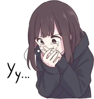 🤢 564ddbc7 Yy... 애니메이션, 울음, 슬픔, 여자, 눈물, 귀여운 telegram sticker