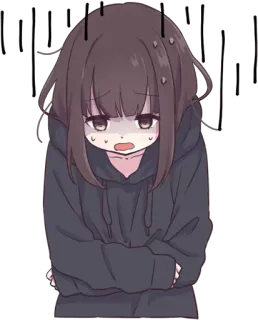 😓 6bcec6d9 애니 여자, 슬픈, 감성적인, 귀여운, 캐릭터 telegram sticker