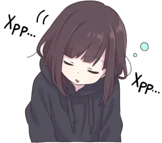 😪 8dee2433 xpp... 애니메이션, 귀여운, 여자, 졸린, 카와이, 만화 telegram sticker