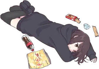 😣 f02201af 애니메이션, 간식, 탄산, 휴식, 누워있는, 만화 telegram sticker