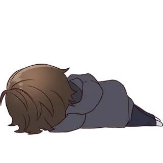 🫠 de972297 sedih, kelelahan, lelah, berbaring, chibi, anime telegram sticker