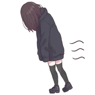 😔 e257531f อนิเมะผู้หญิง, เศร้า, เหงา, หดหู่, ยืน telegram sticker