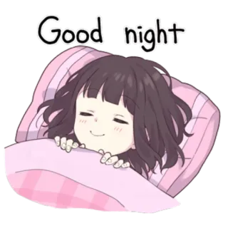 🌙 fc399c63 Good night ราตรีสวัสดิ์, นอนหลับ, น่ารัก, ผู้หญิง, อนิเมะ, หมอน telegram sticker