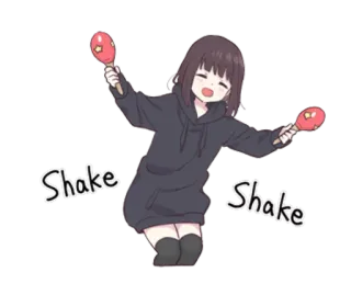 💃 869cc4d4 Shake Shake 动漫, 女孩, 摇, 跳舞, 可爱, 有趣, 沙锤 telegram sticker