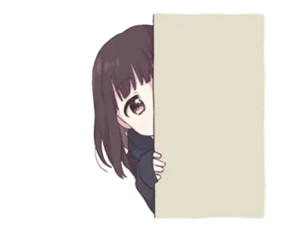 🤫 a44e54d3 动漫, 卡通, 女孩, 偷看, 害羞, 隐藏, 可爱, 插画 telegram sticker