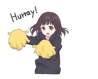 👱‍♀ c6421fb7 Hurray! 欢呼, 彩球, 动漫, 庆祝, 女孩, 可爱 telegram sticker