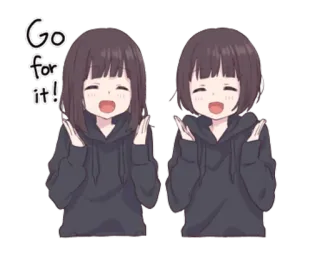 ✊ fb1f25c8 Go for it! 动漫女孩, 鼓励, 动力, 支持, 可爱, 卡通, 积极 telegram sticker