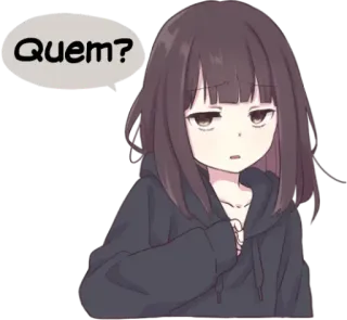 😒 1d19c70c Quem? Аниме, Девушка, Вопрос, Задумчивый, Мультфильм telegram sticker