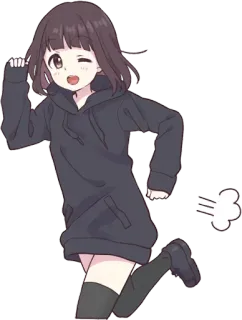 😉 26480be1 Аниме, Девушка, Бег, Каваи, Милый telegram sticker