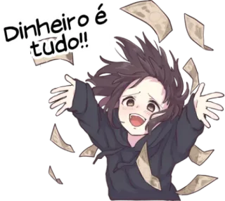💸 4a36e8ae Dinheiro é tudo!! деньги, наличные, богатство, праздник, счастье, мультфильм, аниме telegram sticker